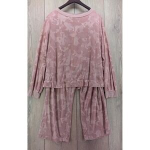 Blush Pink Camo Lounge Set | Soft Rayon Knit Top & Pants Size Large